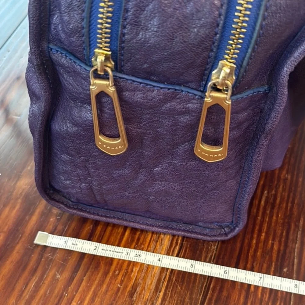 T. Tahari Purple Leather Satchel Handbag Vintage EUC